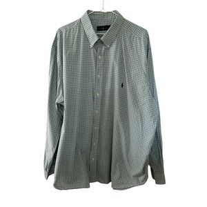 Ralph Lauren Men’s Plaid Button Down Shirt Green and White Size 2XB